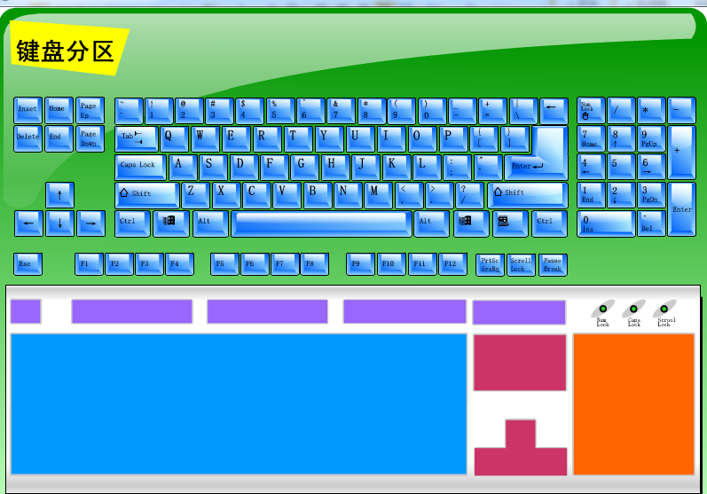 键盘的分区,完成键盘分区的拼接并通关,得分40分.